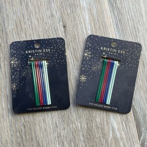 Kristin Ess The Holiday Bobby Pins Christmas Luxe set of 2 NEW